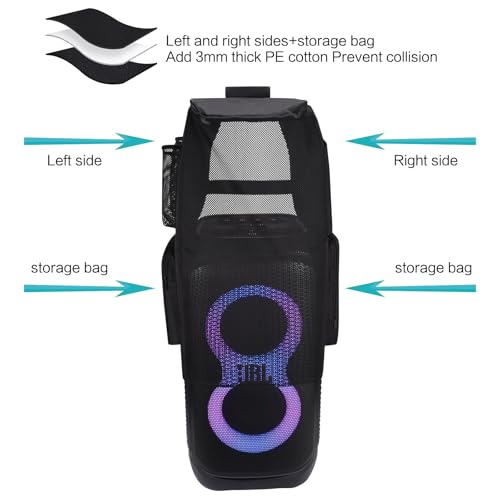 Speaker Cover for JBL PartyBox Stage 320/330, Protective Case | Fits Stage 320/330 (310 slightly loose). Heavy-duty polyester, water-resistant. no sound loss. Pockets for mic, cables