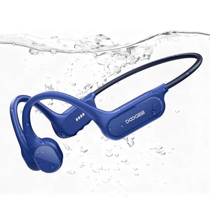 Bone Conduction Headphones IP68 Waterproof Headphones for Swimming, Open-Ear Underwater Swimming Earbuds Bluetooth 5.4 32GB MP3 10H Battery for Sport Running Fitness(Blue) - color: BLUE