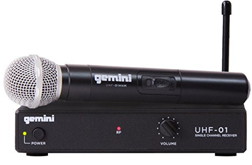 Gemini UHF Wireless Handheld Microphone System (UHF-01M-F2) | UHF wireless handheld mic system - 150 ft range - volume rotary control - auto-pairing, plug-and-play