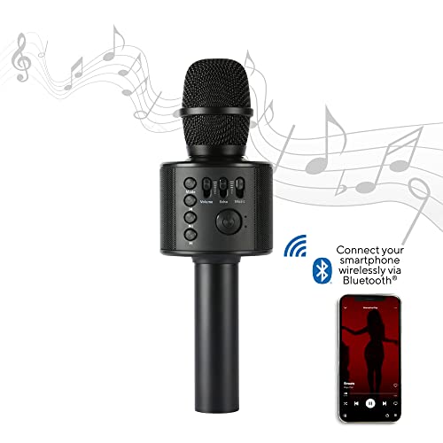 Wireless Bluetooth Karaoke Microphone with Built-in Speakers + HD Recording, Portable Handheld Mic | Black - style: Black