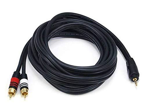 Monoprice Audio Cable - 10 Feet - Black | Premium Stereo Male to 2 RCA Male 22AWG, Gold Plated - size: 10ft, style: Single Pack