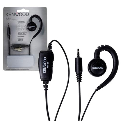 Kenwood KHS-34 Walkie Talkie Earpiece with Mic, C-Ring Ear Piece for Walkie-Talkie, in-Line PTT Switch, Compatible with ProTalk PKT-23 Portable Radios - style: KHS-34