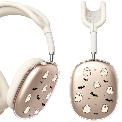 for AirPods Max Headphones Halloween Ear Covers for AirPods Max 2 | Cute Ghost Bat Clear Ear Cups Cover | Beige Silicone Ear Pad Case Headband Cover for Apple AirPods Max 2/1 (2026/2024/2020) - color: Ghost B/Beige