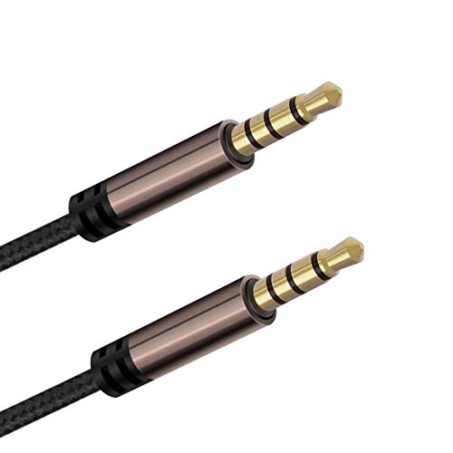 3.5mm Male to Male Cable, Super Soft Nylon Braided Stereo Auxiliary Cable for Headphones, Smartphone, Tablets, Headset, PC, Laptop (TRRS 3 feet) - size: 3 feet