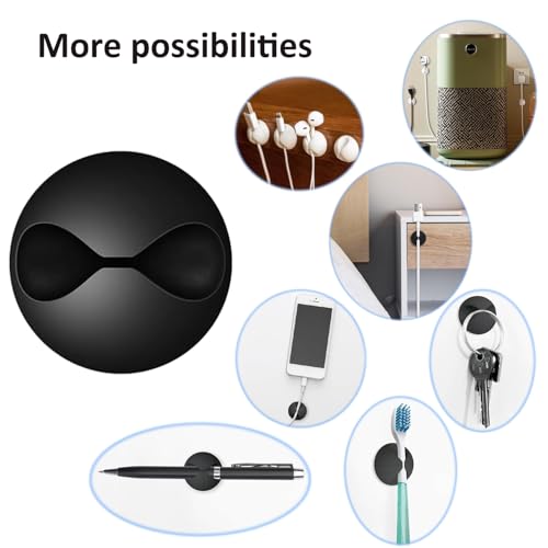 Cord Holder Cable Clips, 12PCS Self-Adhesive Wire Management Keeper Cord Organizer Charger Holder for Desktop USB Charging Cable Nightstand Power Cord Mouse Cable Wire PC Office Home (White)