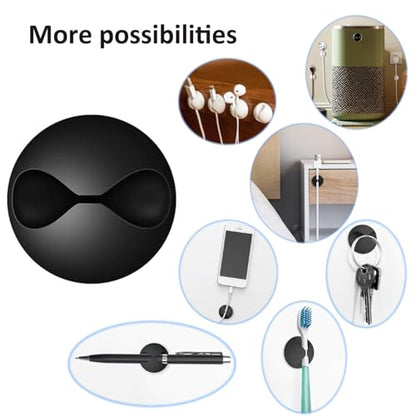 Cord Holder Cable Clips, 12PCS Self-Adhesive Wire Management Keeper Cord Organizer Charger Holder for Desktop USB Charging Cable Nightstand Power Cord Mouse Cable Wire PC Office Home (White)