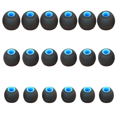 실리콘 이어버드 팁 교체 - 대부분의 이어버드에 적합 (내부 구멍 3.8mm - 5.1mm) - 9쌍 S M L - color: 블루/블랙.