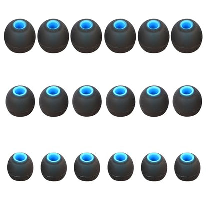 실리콘 이어버드 팁 교체 - 대부분의 이어버드에 적합 (내부 구멍 3.8mm - 5.1mm) - 9쌍 S M L - color: 블루/블랙.