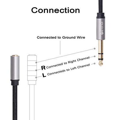 1/4 inch to 3.5mm Female Headphone Extension Cable, 6.35mm to 3.5mm (1/8" inch) Female TRS Adapter, Quarter inch to Mini Jack Stereo Cord Converter Connector 1 feet/ 0.3M - size: 1 ft, style: 3.5mm Female to 1/4" Male