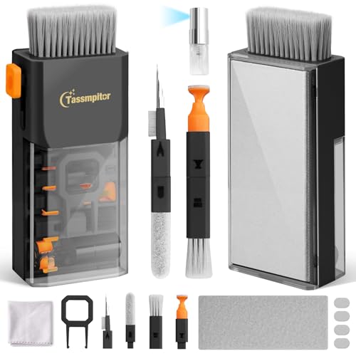 Keyboard Cleaning Kit, All-in-One Laptop & Computer Screen Cleaner, Black | Multi-function Electronic Cleaner, Soft Bristle Brush, Computer Screen-safe Spray, Compact, for MacBook, iPad, iPhone, earbud - color: Black
