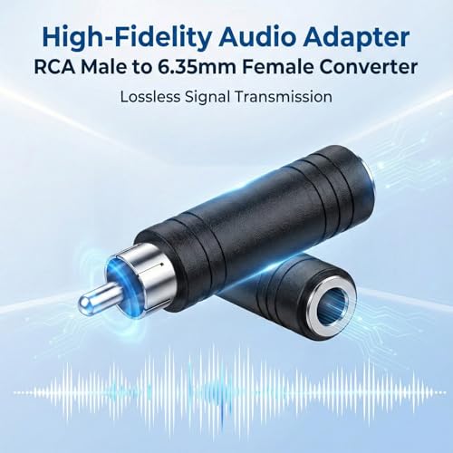 3 Pack 6.35mm to RCA Adapter RCA Male Plug to 6.35mm 1/4 Inch Mono Female Audio Mic Plug Adapter Black Audio Mic Plugs Adapters RCAs to1/4 Inch Adapters Jack Converterr for Amplifiers Speaker