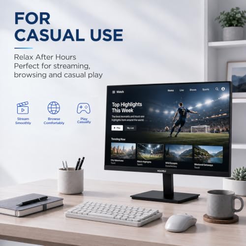 KOORUI 24 inch Computer Monitor, 144Hz FHD VA for Study, Work & Play | Adaptive Sync, 4000:1 Contrast Ratio, 125% sRGB, TÜV Eye Care, HDMI/VGA, VESA & Tilt for Study, Home Office and Play - size: 24.1