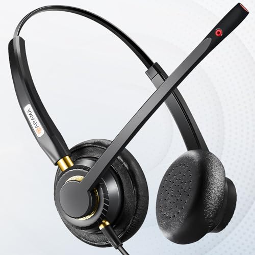 Phone Headset 2.5mm with Noise Canceling Microphone & Mute Switch, Comfort Fit Telephone Headset for Panasonic VTech AT&T Uniden RCA Cisco Gigaset Grandstream Cordless Landline Office Phones