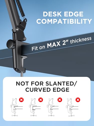 InnoGear Boom Arm Microphone Mic Stand for Blue Yeti HyperX QuadCast SoloCast Snowball Fifine Shure SM7B and other Mic, Medium + InnoGear Low Profile Mic Arm, 360° Rotatable Microphone Boom Arm Mic St
