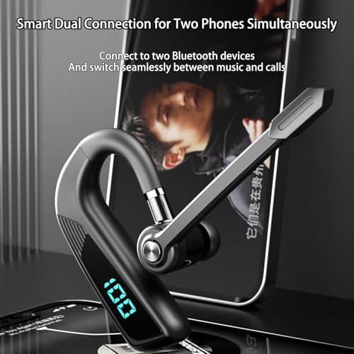 V5.2 Wireless Earbuds (Model V16, Blue)-98 Hours Talk Time, Noise Cancellation Microphone,Voice Control Answer,Hands-Free Stereo Earphone for Business,Driving,Office,Compatible with Phone&PC. - color: Single Ear Headphone V16 Blue