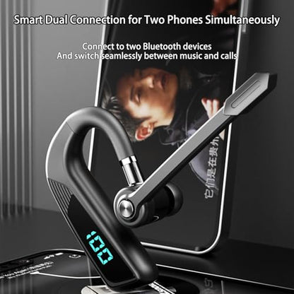V5.2 Wireless Earbuds (Model V16, Blue)-98 Hours Talk Time, Noise Cancellation Microphone,Voice Control Answer,Hands-Free Stereo Earphone for Business,Driving,Office,Compatible with Phone&PC. - color: Single Ear Headphone V16 Blue