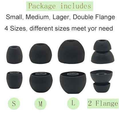 Replacement Eartips Compatible with Powerbeats Pro, Replacement Earbuds Silicone Ear Tips Eargels Set - Small, Medium, Large and Double Flange (4 Pairs) (Black) - color: black