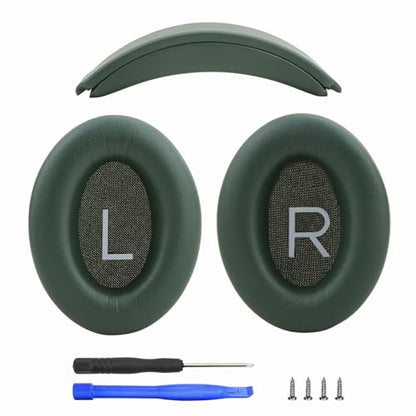 Protein Leather Ear Pads for Bose QuietComfort QC35 QC45 Headband Cushion Cover Replacement Kits with Protein Leather& Memory Foam (Cypress Green) - color: Green