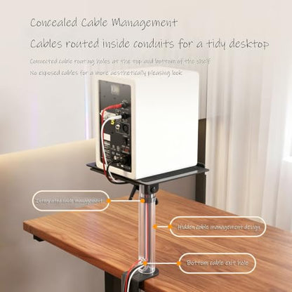 Desktop Clamp-on Speaker Stands Height Adjustment and Tilt for Studio Computer Office