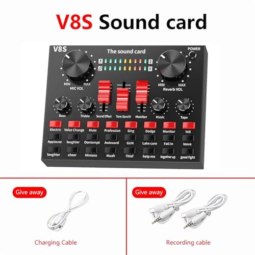 LIAMOS Clear External Sound Card V8s Mobile Phone Microphone Sound Card Sound Card for Mobile Computer AUD-io Interface,Strong Compatibility