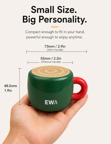 EWA Coffee Mug Speaker, Portable Bluetooth Speaker for Desk & Bedroom(GRE) | Lifestyle Speaker, 5W Clear Sound with Bluetooth 5.4. Coffee Mug Design, IP67 Waterproof, Unique Gift for Coffee Lovers - color: Green