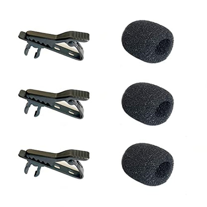 3pcs Lavalier Microphone Metal Tie Clips with 3pcs Lapel Mic Windscreen Foam Covers, Lapel Microphone Replacement Kit, Metal Lapel Mic Clips Sponge Cover Kit (6 Pack, 6mm) | 0.6mm Lapel Microphone Replacement Kit, Metal Lapel Mic Clips Sponge Cover Kit -