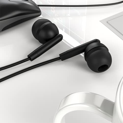 Maeline Classroom Headphones Bulk 5 Pack Earbuds – Wired 3.5mm School Earbuds for Students, Kids, Library & Testing Use – Individually Wrapped, Multi Device Compatible – Black - color: Onyx Black, size: 5 Pack