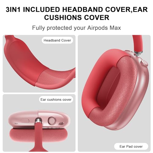 Compatible with Apple AirPods Max Case,Clear Soft TPU Anti-Scratch,Ear Pad Case Cover/Ear Cups Cover/Headband Covers for AirPods Max Headphones,Red - color: D-Red, size: Clear case