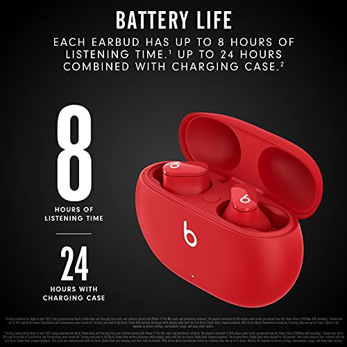 Beats Studio Buds - True Wireless Noise Cancelling Earbuds - Compatible with Apple & Android, Built-in Microphone, IPX4 Rating, Sweat Resistant Earphones, Class 1 Bluetooth Headphones - Red - color: Red, style: Studio Buds
