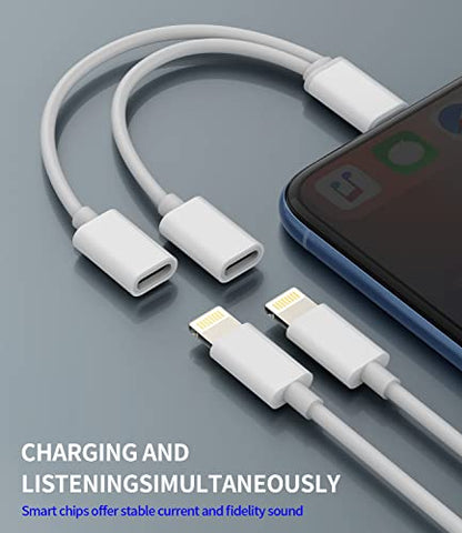 Lightning to 3 5mm Headphone Jack Adapter (2 Pack) for Apple for iPhone Fast Charging HiFi Audio Splitter Cable Aux Mic MFi Certified for iPhone 14 Plus 13 Mini 12 11 Pro Max X 7 8 for iPad Air IP-BF