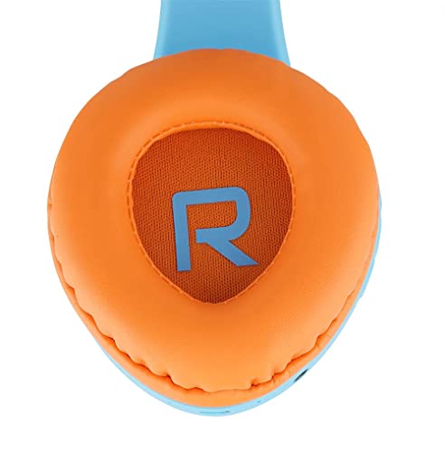 PowerLocus Kids Headphones Over-Ear, Bluetooth Wireless Headphones for Kids,with Microphone, Safe 85DB Volume Limited, Foldable with Carry Case, Audio Cable, Micro SD mode for Online Classes,PC,Phones - color: Blue/Orange