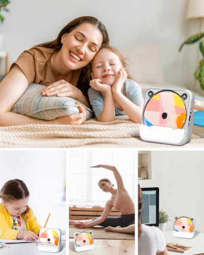 Portable CD Player Bluetooth Rechargeable, Mini Desktop for Home with HiFi Speaker, Cute CD Player Remote Control, Supports CD/FM Radio/USB, Cream - color: Cream