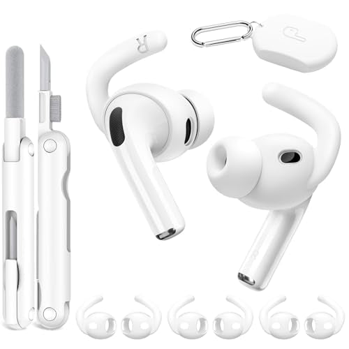 4 Pairs for AirPods Pro 3 Ear Hooks, Anti-Slip Ear Tips (White) - color: White