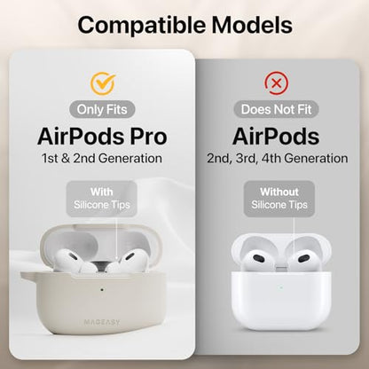 MAGEASY Skin AirPods Pro 2 Case Cover with Lock & Carabiner Clip, TPU Shockproof Protection for Apple AirPod Pro 1st & 2nd Generation, Stain-Resistant Wireless Charging Compatible (Black) - color: Black, size: AirPods Pro 2 & AirPods Pro 1