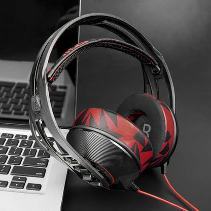 SOULWIT Earpads Replacement for Plantronics (Poly) Rig 400(400Pro HC, 400HS, 400HX, 400HA), 500(500E, 500HD, 500HX, 500HS)/505(505HS)/515(515HD) Headset - Rig CG Red Storm