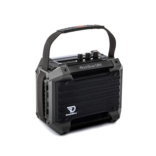 Dreamwave Rockstar Mini Outdoor Bluetooth Speaker, Compact 40W RMS Portable Speaker with Clear Vocals, Deep Bass, 29H Playtime, IP66 Waterproof, Karaoke Mic Input, Bass & Treble EQ, TWS Stereo - color: Iron Grey