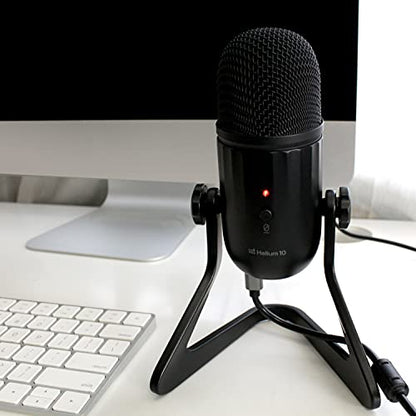HX10 Podcast Mic - Condenser USB Microphone for Computer, Gaming, Recording, Streaming, More - Ear Buds, Mute Button, Volume Control Included