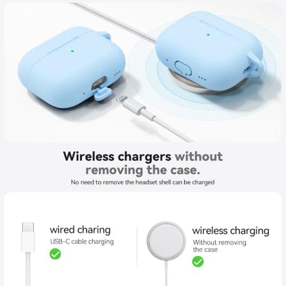 Ljusmicker for AirPods Pro 3 Case 2025 with Cleaner Kit,Sky Blue | Soft Silicone Protective Cover for Apple AirPod Pro 3rd Generation Case with Keychain for Women Men,Shockproof - color: B-Sky Blue