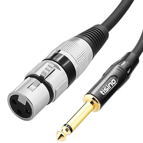 Tisino 암 XLR - 0.6cm(0.25인치) TS 모노 잭 언밸런스 마이크 케이블, 3m(10피트) | XLR 암 - 다이나믹 마이크/믹서/스피커용 1/4 모노 잭 오디오 케이블, 20AWG 금 도금 OFC 차폐 마이크 코드 - size: 10피트