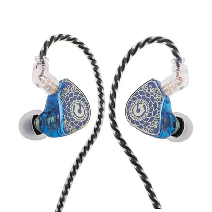 Linsoul TANGZU Wan’er S.G HiFi 10mm Dynamic Driver PET Diaphragm in-Ear Earphone with Ergonomic Shape, Detachable Recessed 2Pin OFC Braided Cable for Audiophile Musician DJ Stage(Blue, with Mic)