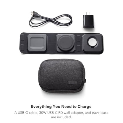 Mophie 3-in-1 Travel Charger v2 with MagSafe - Portable Wireless Charging Hub, Compatible with Apple Devices, iPhone 17/16/15/14/13/12, Apple Watch Series 11 to 1 & Ultra, AirPods Pro/3rd Gen, Black - color: Black, style: Gen 2
