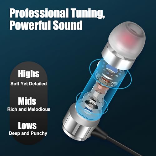 LERMX in-Ear Headphones with Microphone Noise Isolating Earbud Tips with 3.5mm Cable for Phones