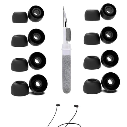 [8 Pairs] Replacement Silicone Ear Tips for Beats Flex - XS/S/M/L Sizes, Flexible Black Rubber Gel Earbuds Tips, Durable & Comfortable Fit