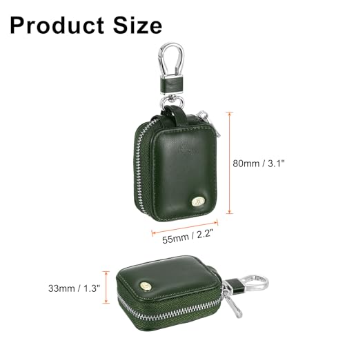 HARFINGTON Earbuds Cases, Earphone Case Holder, PU Leather Ear Buds Case Zipper Organizer Small with Mesh Pocket for USB Cable, Wireless Wired Earphones, Green - color: Green