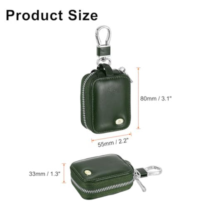 HARFINGTON Earbuds Cases, Earphone Case Holder, PU Leather Ear Buds Case Zipper Organizer Small with Mesh Pocket for USB Cable, Wireless Wired Earphones, Green - color: Green