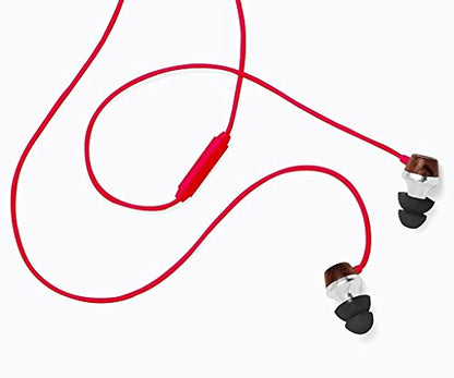 Symphonized ALN Premium Genuine Wood in-Ear Noise-isolating Headphones, Earbuds, Earphones with Mic (Red) - color: Red