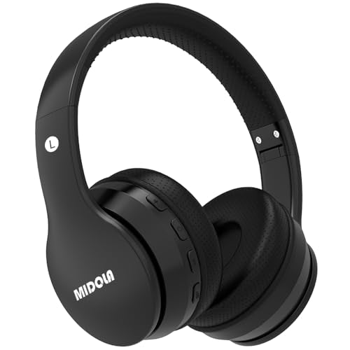 MIDOLA Kids Headphones Bluetooth 5.4 Wireless 68H Play Time Volume Limit 85/94dB Over-Ear Foldable Headset,Type-C Fast Charging,with Wired Aux Mic for Toddler Child Pad Tablet Black | Adjustable Headband Foldable Over-Ear Lightweight Headsets for Toddler