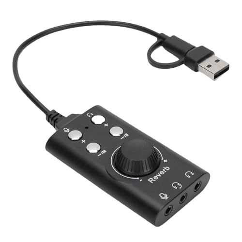 VBESTLIFE USB Sound Card, External Stereo Sound Card with Volume Control, USB C to 3.5mm Jack Audio Adapter for PC, Laptop, Desktop, Headset, etc.