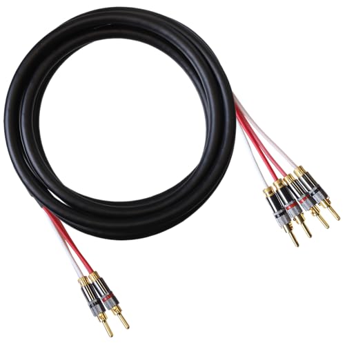 Blue Jeans Cable Canare 4S11 Speaker Cable, with Ultrasonically-Welded Bi-Wire Terminations (One Cable - for one Speaker); Assembled in The USA (4 Foot, Black, Two Bananas to Four Bananas) - color: Black, size: 4 foot, style: Two Bananas to Four Bananas
