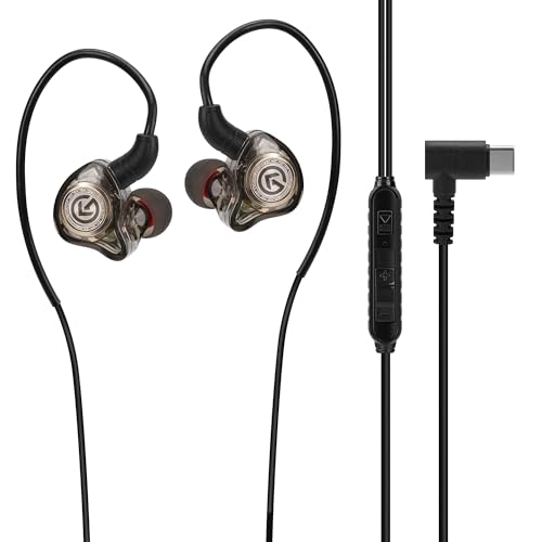 GEEKRIA Gaming Headphones with Mic, USB-C Wired Earbuds, 10mm Driver Deep Bass, Stereo in-Ear Earphones Compatible with Phones, PCs, Laptops, Tablets, and Other Gaming Devices (Black/ 4.9FT)